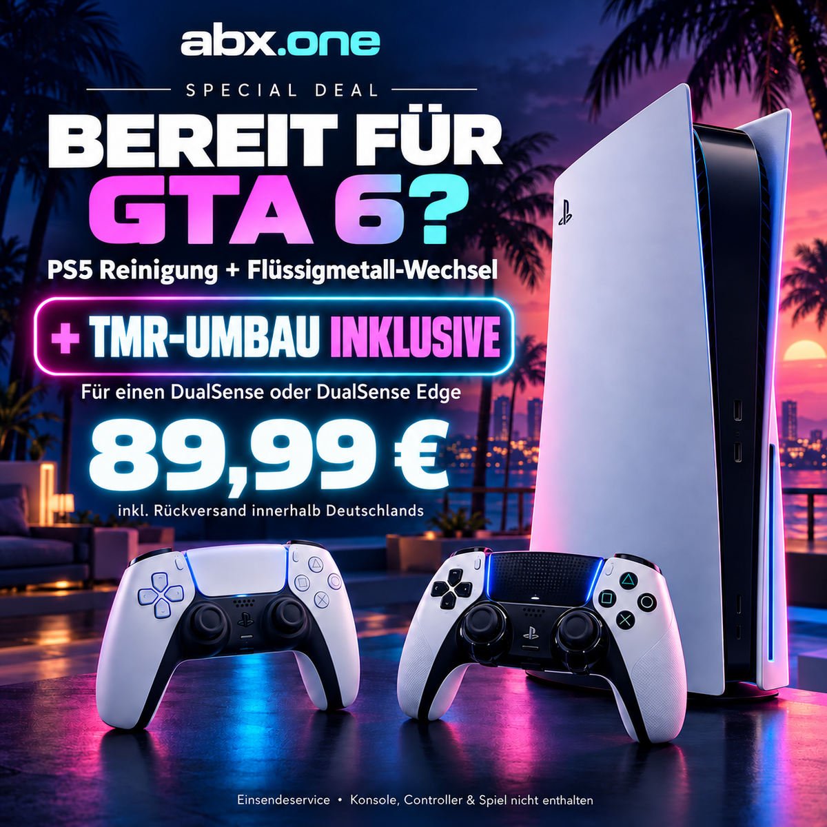 ABXONE PS5 Special Deal: professionelle Reinigung, Flüssigmetall-Wechsel und TMR-Umbau für DualSense oder DualSense Edge für 89,99 Euro inklusive Rückversand innerhalb Deutschlands