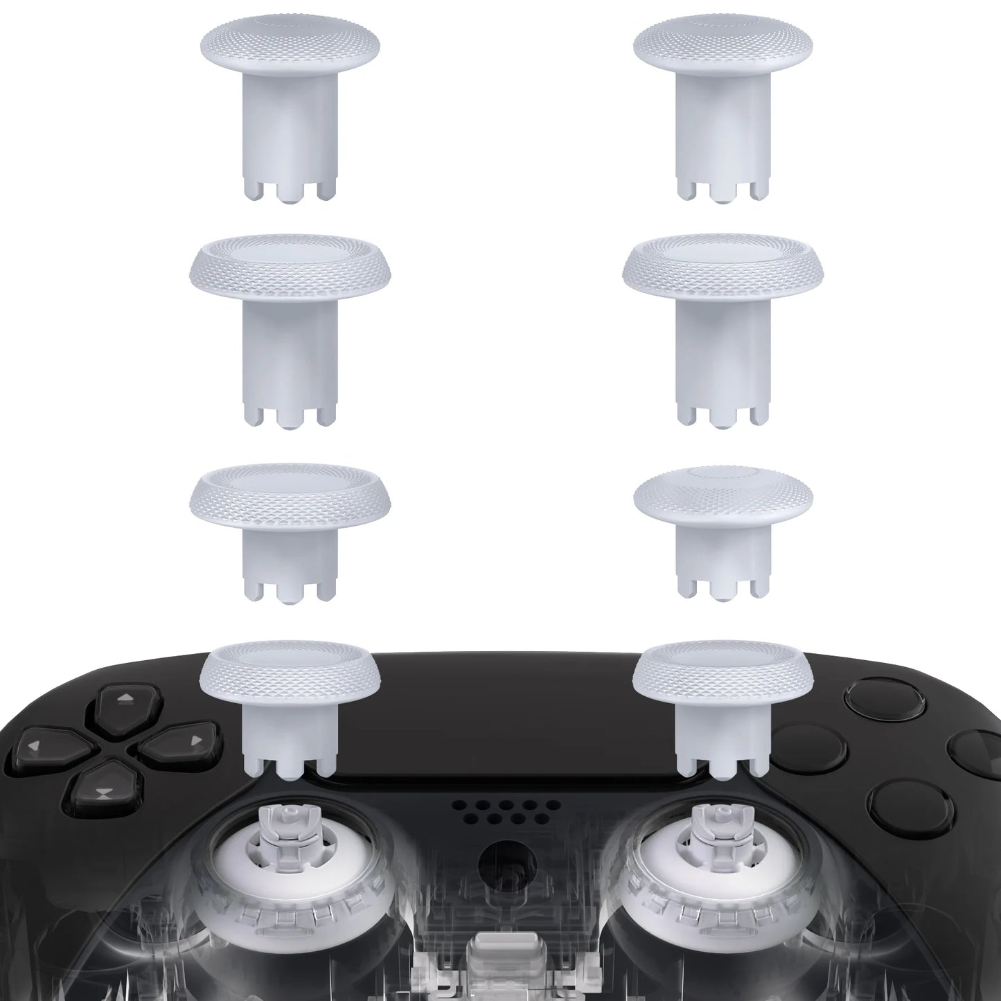 eXtremeRate White ThumbsGear V3 – 8-in-1 Austauschbare Ergonomische Thumbsticks für PS5 & PS4 Controller